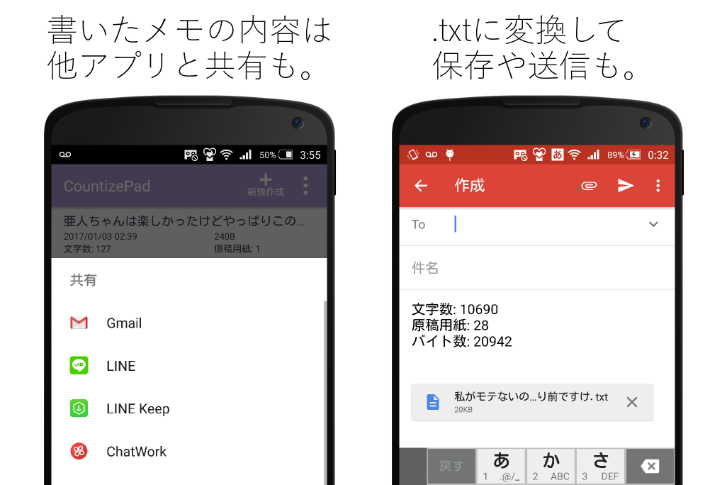 CountizePad: メモ帳に文字数カウント機能を添えて