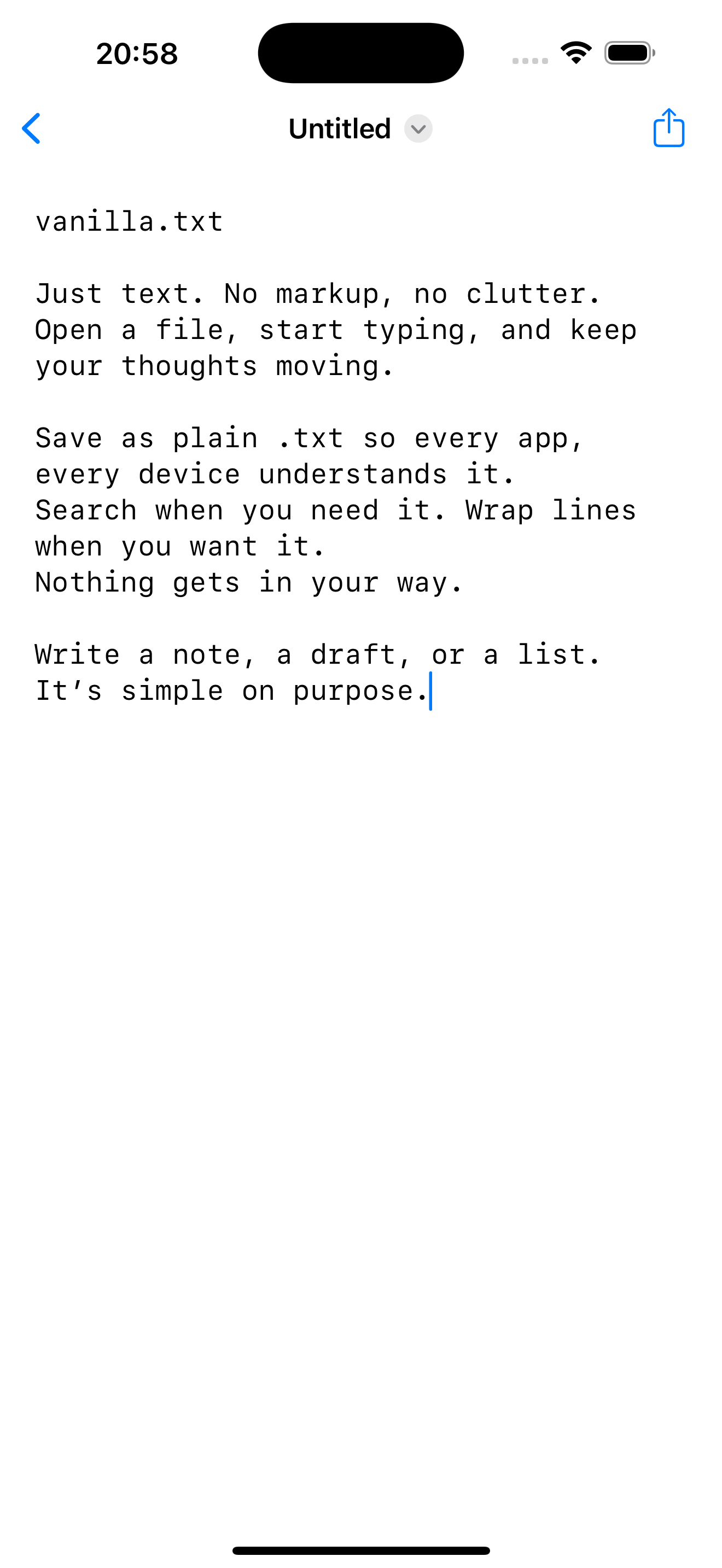 vanilla.txt - ミニマリストなテキストファイル txt アプリ